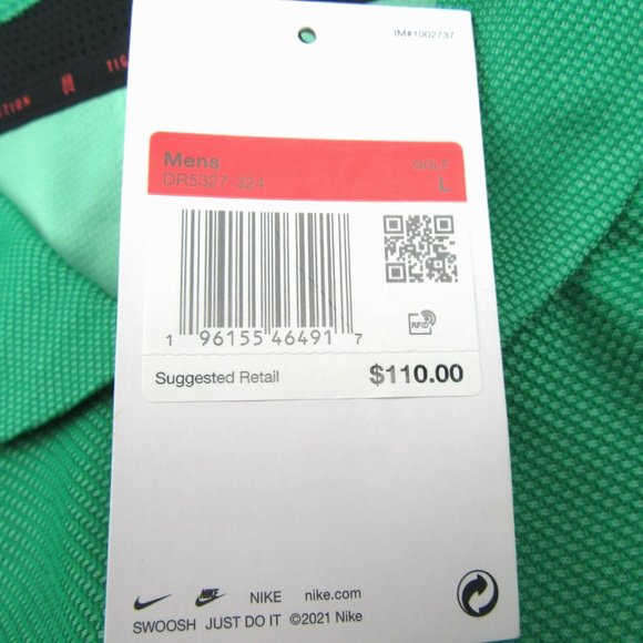 Nike Dri-FIT ADV Tiger Woods Golf Polo Shirt Mens Size Large Green NEW - Picture 12 of 14